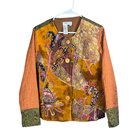 Coldwater Creek Art to Wear Jacket Patchwork Embroidered‎ Unique Statement - Picture 2 of 11